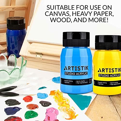 Artistik Acrylic Paint 500 מל אמבטיה - צבעי אקריליים עם פיגמנט גבוה וצבעים מבריקים ותוססים לאורך זמן, ציור צנצנת מקצועי וחובבני ציור ואספקת
