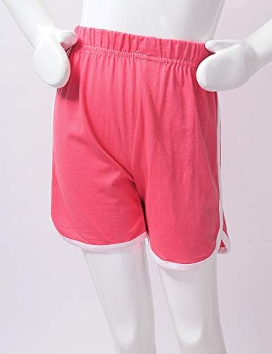 Yonghs ילדים בנות אלסטיות מותניים מכנסיים קצרים אימון להתעמלות ספורט יוגה יוגה מכנסי מכנסיים ללבוש מזדמן
