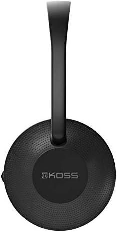 Koss Kph7 Bluetooth אוזניות על האוזן, פקדים על הלוח עם מיקרופון, עיצוב שטוח קפל קל משקל לאחסון קומפקטי, שחור