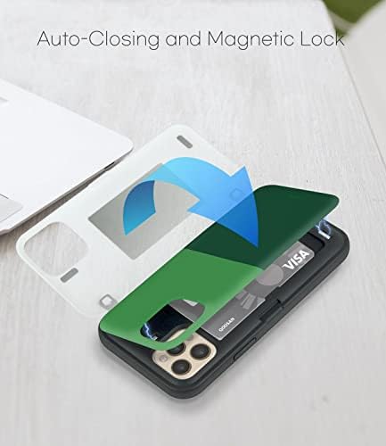 קייס אייפון 12 פרו מקס עם ארנק בעל כרטיס מקרה טלפון דק, ירוק