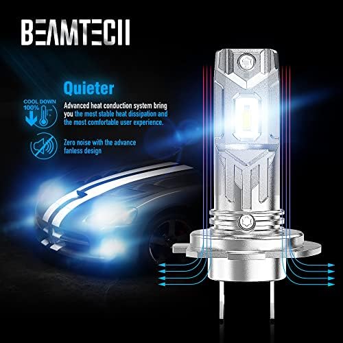 Beamtech H7 נורות LED, 6000LM 6500K XENON לבן 1: 1 תקע גודל מיני ופליגה ללא מתאם נדרש, ערכת המרה בהירה במיוחד והכל בהחלפת הלוגן אחת, חבילה