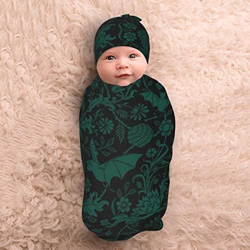 פרח עטלף של Belinyo יילוד יילוד סט מתינוק מקבל שמיכה עם כובע כפוף לתינוקות לבנות בנות, גודל אחד