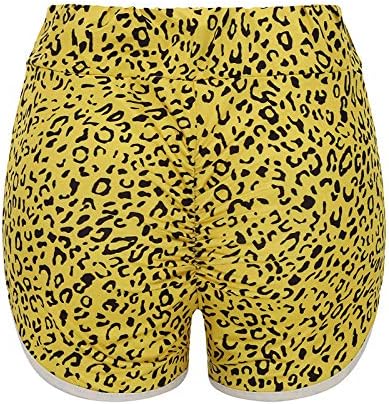 DPOIS לנשים מודפסות חדר כושר יוגה ספורט נמתח מכנסיים קצרים צמודים תחתונות התעמלות צבעונית מכנסיים חמים מכנסיים חמים