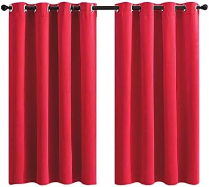 DAESAR 2 לוחות וילונות מודרניים חדר שינה, וילונות פוליאסטר אדום בצבע אדום מוצק חלון וילונות אפלים 34 W x 45 L