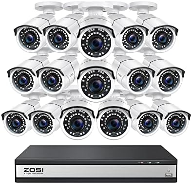 Zosi H.265+ 16CH Security System 1080p, 16 ערוץ DVR היברידי ו- 16 x 1080p מצלמות מעקב חיצוניות פנימיות עם ראיית לילה 120ft, זווית רחבה