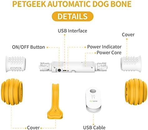 צעצועי כלבים אינטראקטיביים של Petgeek, צעצועים אוטומטיים לכלבים כדי להעסיק אותם, עצמות כלבים אלקטרוניות עם חומר בטוח ועמיד, מצוידים ב-