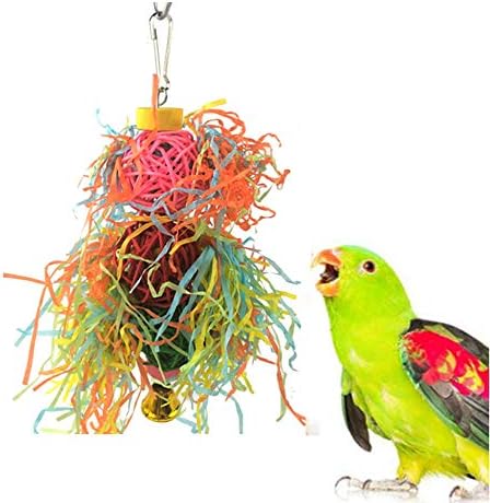 Alfyng 4 Pack תוכים ציפורים צעצועים לריסוד, Parakeet לעיסת צעצוע מגרסה של ציפורים, ציפורים לופה כלוב מתלה צעצוע לתלילה, קוקטיילים, קונצרים,