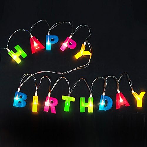 מכתב רב -צבעי בהיר מולטי -צבעי יום הולדת שמח אורות מחרוזת LED - מכתבי LED אורות לקישוטי יום הולדת - ציוד מסיבת יום הולדת לעיצוב הבית HB3