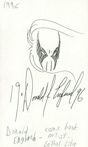 אמן הקומיקס של דונלד אנגליה קטלני ליטה חתימה על כרטיס אינדקס חתום - תמונות כדורגל עם חתימה