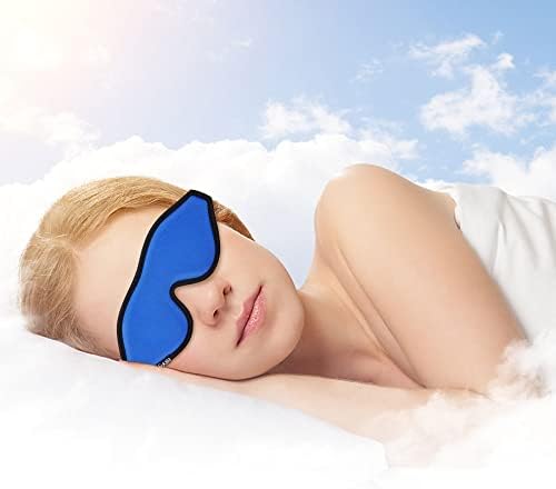 מסכת שינה 3D קווי מתאר מסכת עיניים מכסה עיניים, מסכת שינה עם כיסוי האף בלוק החוצה אור, סקוטש רצועה מתכווננת מסכת שינה עין מסכת נסיעה כחולה