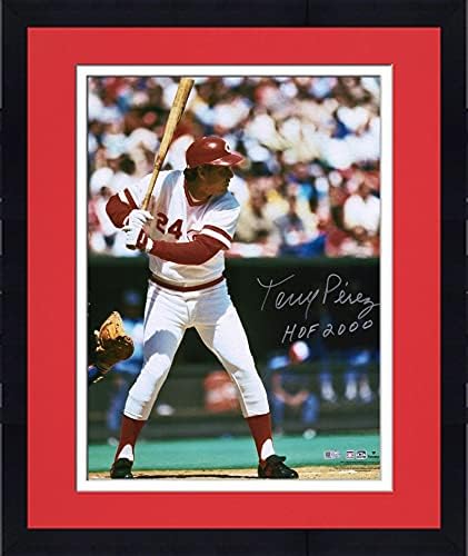 ממוסגר טוני פרז סינסינטי אדומים חתימה על תצלום 16 x 20 מכה עם כתובת HOF 2000 - תמונות MLB עם חתימה