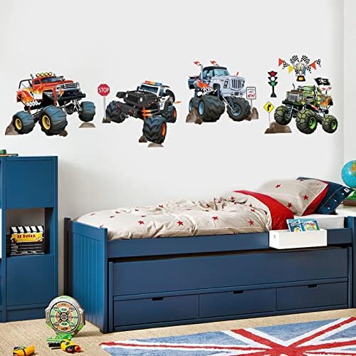 רכב מירוץ מדבקות קיר רכב משאית קליפת מקל קיר אמנות מדבקות עבור בני חדר ילדים חדר שינה חדר משחקים