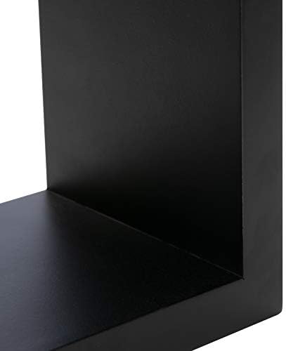 קוביות קירה גרייס, סט של 3, 9 x 9 אינץ ', מדפים צפים דקורטיביים מרובעים שחורים לקיר, 9.5 x 9.5 אינץ'