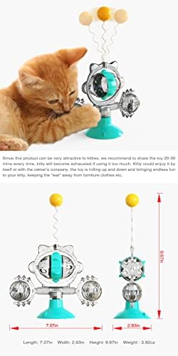 AOOF חיית מחמד מספקת לחתול טחנת רוח צעצוע כוס יניקה כוס דליפת כדור פטיפון קנטר מקל חתול ירוק