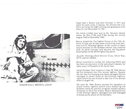 סם בראון חתם 8x10 PSA DNA AC42139 WWII ACE 16 הרוגים - תמונות NFL עם חתימה