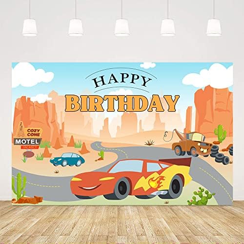 טיקואניקואה 5 * 3 רגל מכוניות רקע למסיבת יום הולדת קריקטורה מדבר קקטוס מכונית מירוץ מסיבת קישוט רקע בני ילדים ילדי עוגת יום הולדת אספקת
