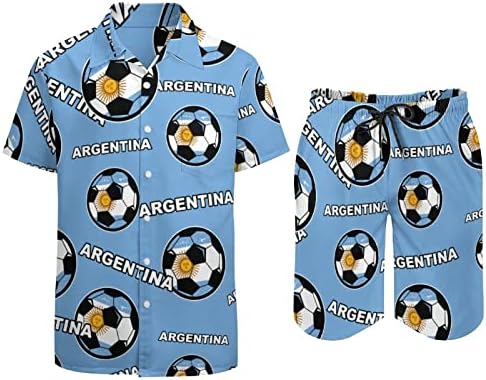כדורגל ארגנטינה כדורגל כדורגל בן 2 חלקים תלבושות חוף כפתור הוואי למטה חולצה עם שרוול קצר וחליפות מכנסיים קצרים