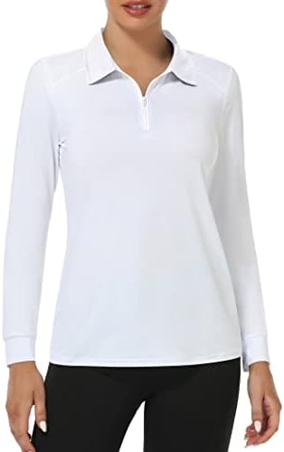 חולצות גולף פינקפארק לנשים חולצות פולו שרוול ארוך לחות רוכסן רוכסן סוודר סולבר רזה התאמה אתלטית טניס טניס