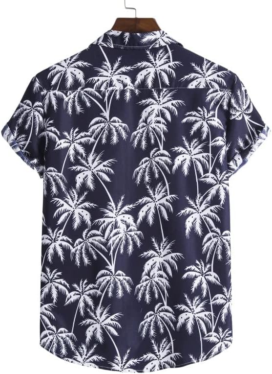 N/A Summer Men's Hawaiian חולצה סט שרוול קצר מודפס כפתור מזדמן מטה מכנסי חוף קצרים 2 חליפה לחופשה
