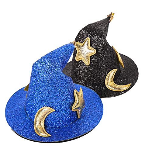 2 יחידות מיני מגבעת שיער קליפים הניצוץ כוכב ירח ליל כל הקדושים מכשפה כובע פלט סיכות שיער סיכות שיער אביזרי עבור מסיבת ביצועים אבזרי