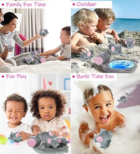 דוליבו פיל פיל משפחת אמבטיה של בעלי חיים סט אמבטיה 4 חתיכות סט צעצועים, ילדים צעצועים לאמבטיה לזמן אמבטיה ומים כיף, בנות ובנים