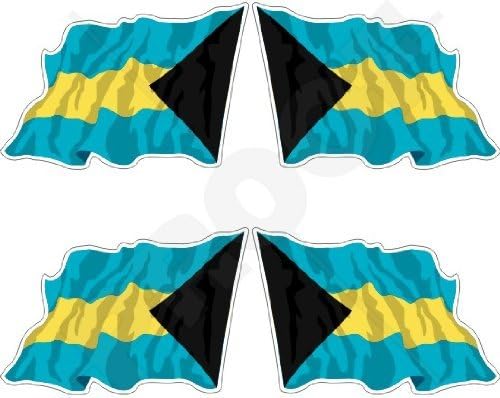 בהאמה דגל מנופף בבהאמי מנופף 2 מדבקות פגוש ויניל, מדבקות x4