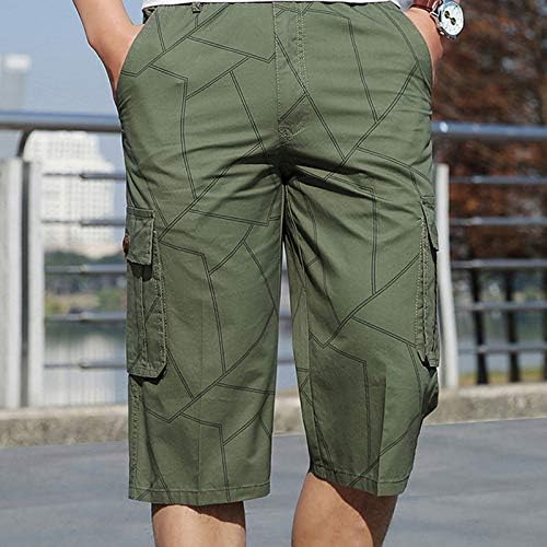 מכנסיים קצרים לגברים של ymosrh קיץ כושר מזדמן פיתוח גוף מכנסי כיס מודפסים מכנסיים קצרים