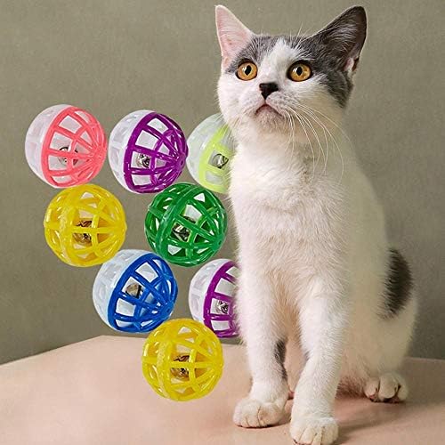 Bybycd כדור צעצוע של חתול עם פעמון צעצוע של פעמון כדורי פעמון עם כדורי ג'ינגל של חתול פעמון לחתולים חתולים חתולים חתול צעצועים לחתול כדורי