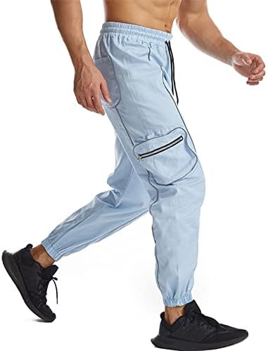 מכנסי טרניעה לגברים של Xiaxogool, מכנסי מטען רפלקטיביים של גברים היפ הופ הרם מכנס חיצוני ריצה ריצה רץ מגניב עם כיס עם כיס
