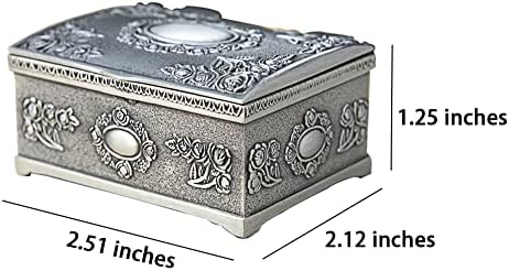 קופסת תכשיטים רטרו עם הקלה מעודנת מתכת מתכת תכשיטים קטנים טבעת עגיל עגיל קופסת אחסון קופסת חג ההודיה מתנה - 2.51 × 2.12 × 1.25 אינץ '