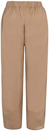 קאפרי מכנסיים לנשים מקרית קל משקל קיץ מכנסיים רופף אלסטי מותניים קפריס מכנסיים רחב רגל קצוץ מכנסי טרנינג