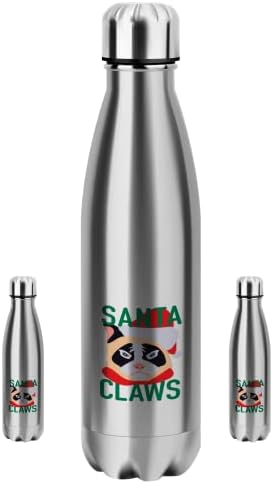 סנטה טופרס חתול בקבוק מים מצחיק 16 גרם מתנה תרמוס קנטינה, לטיולים מתנה מצחיקה לגברים ונשים, משקאות כושר ספורט, 500 מל