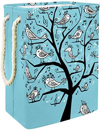 מצחיק עץ עם שירה ציפורים 300 ד אוקספורד עמיד למים בגדי סל גדול כביסה סל עבור שמיכות בגדי צעצועי בחדר שינה