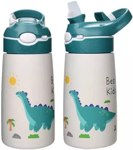 תרמוס בקבוק מים לילדים, עם בקבוקי מים לשימוש חוזר קש נירוסטה ספורט 14 עוז כוסות ילדים עם קשיות ומכסים עיצובים מינימליסטיים בקבוק מים לילדים