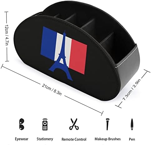 מגדל אייפל דגל צרפת מחזיק בשלט רחוק מודרני עם 5 תאים עור PU Muti-Functimal Office Worketing מארגן אחסון שולחן