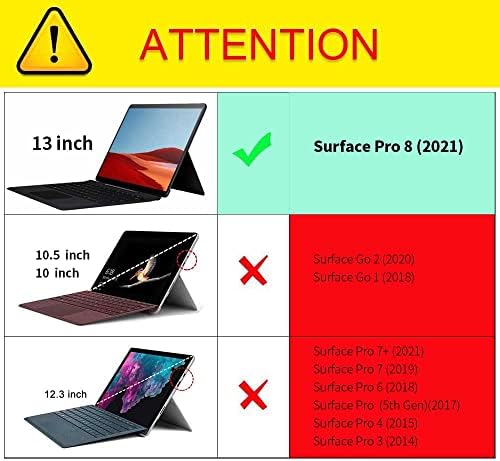 מקרה ל- Surface Pro 8 13 אינץ '2021, מתאים למקלדת סוג ועמדת בעיטה, כיסוי עור PU פרימיום עם מארז כיסוי טבליות מתכוונן מרובה זווית