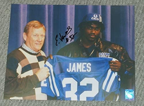 Edgerrin James חתום על Colts NFL Traft Pick 8x10 תמונה + E.James Hologram 57/99 - תמונות NFL עם חתימה