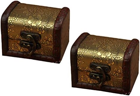 CABILOCK מעשי 2 מחשבים קטנים בסגנון סיני קדום קופסת עץ תכשיטים קופסא אחסון קופסא אריזה קופסת תכשיטים עדינה מיכל אחסון לתכשיטים לשימוש