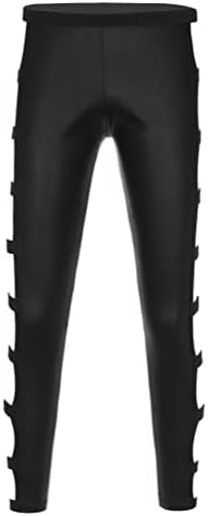 DPOIS MEN Faux עור חותלות רזות טייץ 'מכנסי מכנסי אופנוע אופנועים מכנסי אופנוע