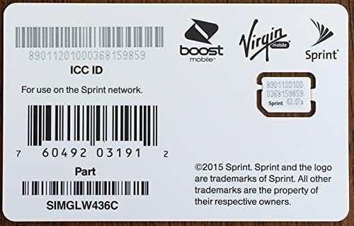 Sprint UICC ICC NANO SIM כרטיס SIMGLW436C - iPhone 5C, 5S, 6, 6 Plus, 6S, 6S Plus, 7, 7 Plus, SE, iPad Air, iPad Air 2