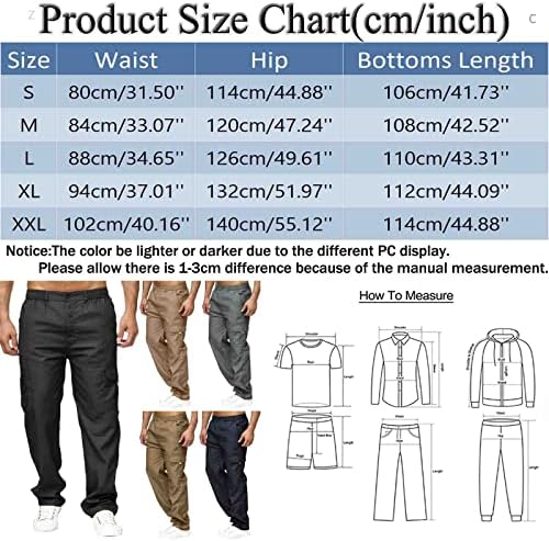 מכנסי מטען של Ellees לגברים רגועים בכושר רב-כיסים מכנסי מטען מכנסי טרנינג ישר מכנסי עבודה רופפים מכנסי עבודה לגברים