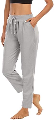 מכנסי יוגה של Ruziyoog לנשים מותניים אלסטיות בקרת בטן טרקלין רגל רחבה מכנסי טרנינג מטיילים מטיילים