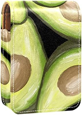 אבוקדו פירות ירוק צבוע גלוס מחזיק שפתון מקרה נייד איפור תיק נסיעות שפתון ארגונית מקרה עם מראה מיני שפתון תיבת אחסון עבור נשים