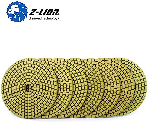 Z-lion כרית ליטוש יהלום גמישה 7 מחשב קביעת 4 אינץ 'עם כרית תומך גומי לטחינת אבן שיש גרניט