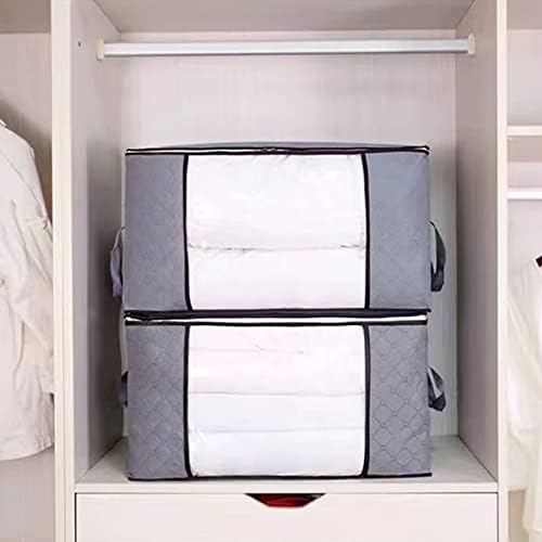 אחסון בגדים של 3 חבילות Qiccijoo, מארגן ארונות פח אחסון מתקפלים עם ידית מזוין רוכסן יציב חלון ברור לסוודרים, מעילים, חולצות טריקו, שמיכות,