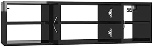 מדף קיר Golinpeilo ארון צף עם 6 מדפים, ארון רכוב על קיר, עץ מהונדס Black Black 40.2 x11.8 x11.4