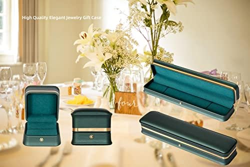 קופסת שרשרת עור ירוק כהה של Topasion Premium, קופסת מתנה לשרשרת להצעה, חתונה, יום הולדת, אחסון תכשיטים