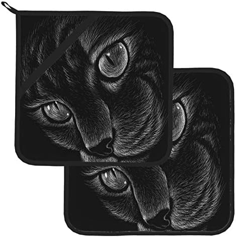 לוגו חתול קעקוע חולצת טש עיצוב רפידות חמות מטבח רפידות חמות עמידות בפני חום 2 מחצלת חום 8 × 8 אינץ 'לבישול ואפייה