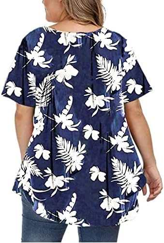 חולצות חוף חוף הוואי של שרלה שרוול קצר שרוול נ 'פרח סטרץ' צוואר רופף כושר פלוס חולצות גודל חולצות Tshirts Ladies v0
