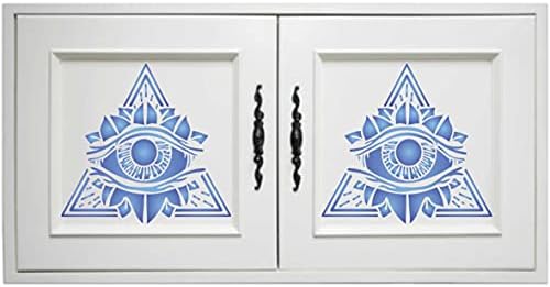 כל לראות עין סטנסיל, 4.5 איקס 4.25 אינץ-פירמידת סמל עין של השגחה משולש קסם הבונים החופשיים רוחני אזוטרי סטנסילים עבור ציור תבנית
